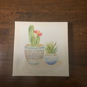 Cute cactus wall decor canvas